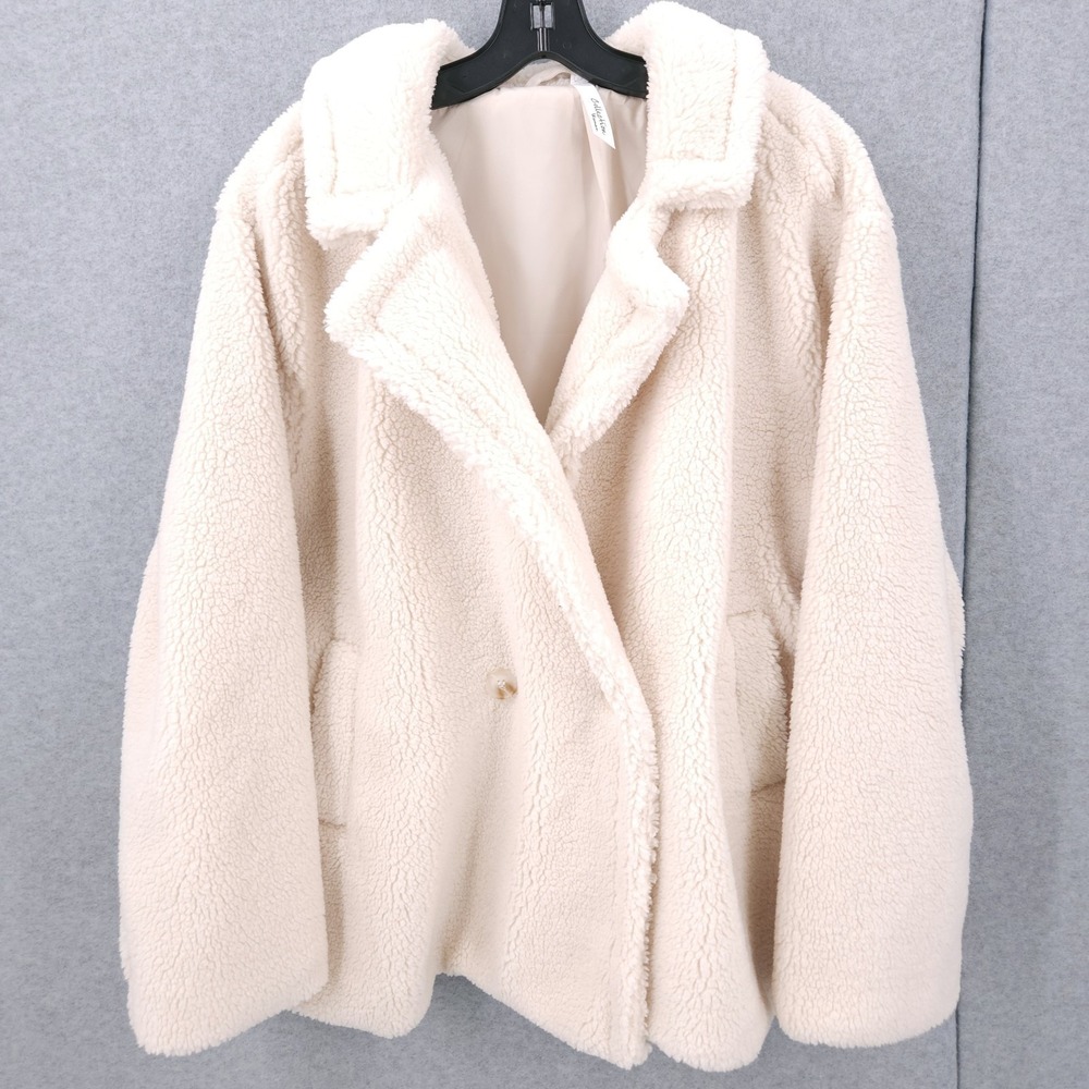 NY Collection Double Breasted Long Sleeve Sherpa Coat Jacket Womens Size 1X